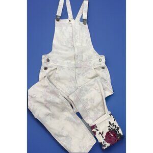 American Eagle Jean Bib Overalls Roses Tomgirl Country Denim White Womens S
